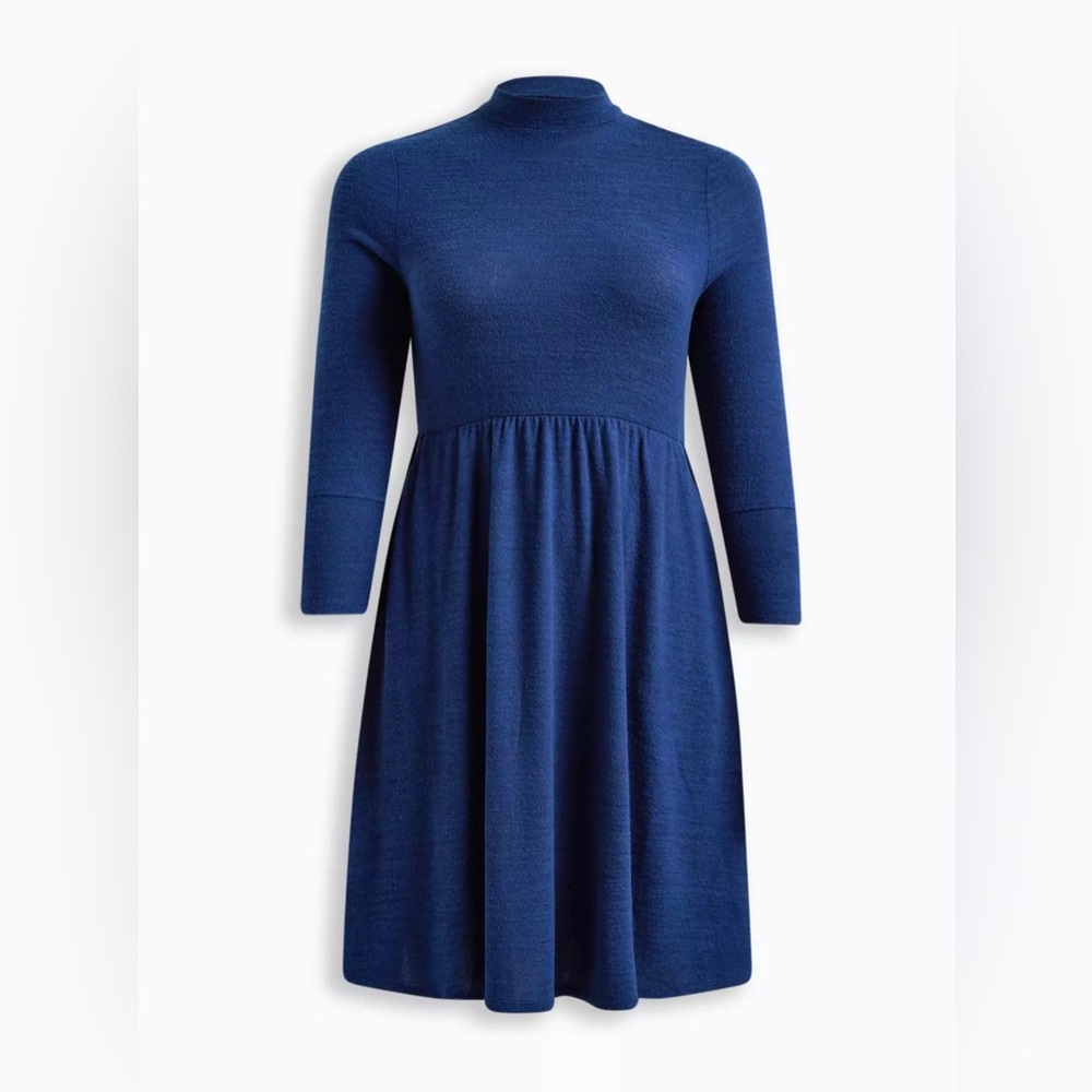 Torrid Blue Mock Neck Dolman Sleeve Midi Dress